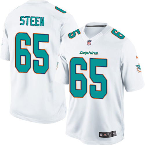 Men's Limited Anthony Steen Nike Jersey White Road - #65 NFL Miami Dolphins